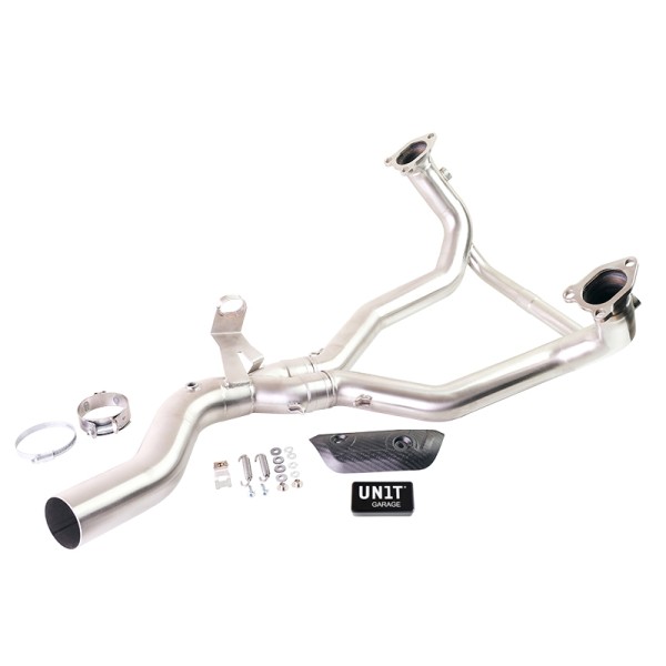 Colector de escape de acero inoxidable sin catalizador + silenciador de luz de advertencia del motor euro 5+ bmw r1300gs y adv