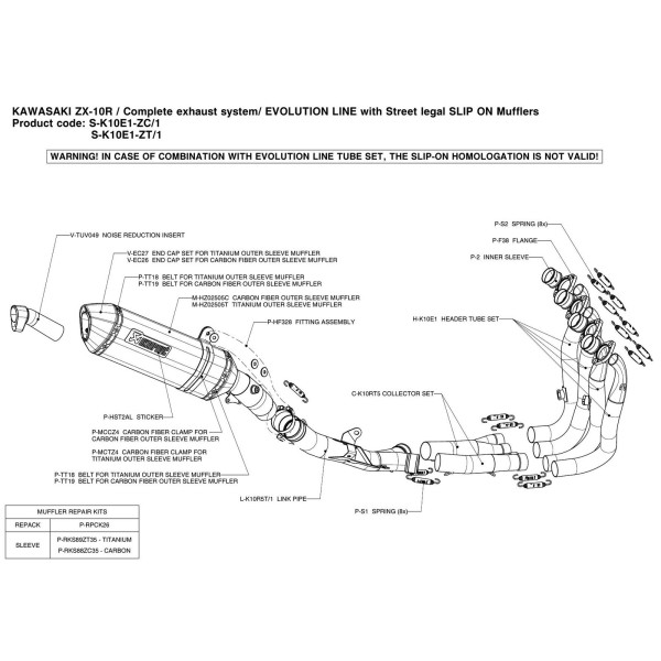 Escape completo Evolution. No homologado  Akrapovic S-K10E1-ZC-1