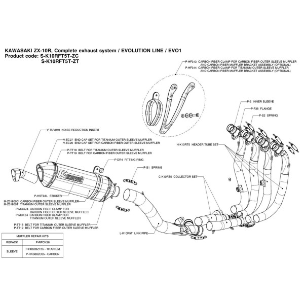 Escape completo Evolution. No homologado  Akrapovic S-K10RFT5T-ZC