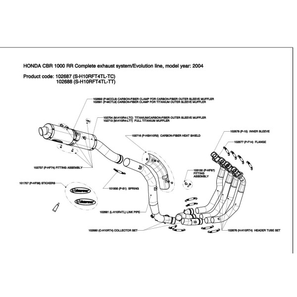 Escapes completos Evolution. No homologado  Akrapovic S-H10RFT4TL-TT