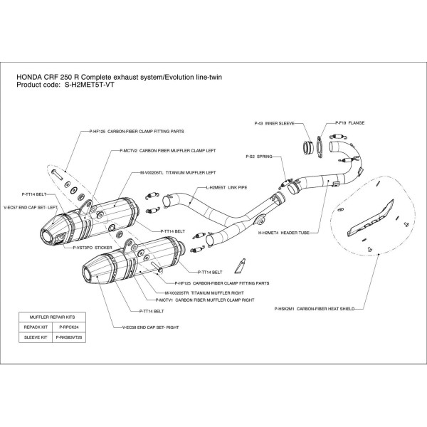 Escapes completos Evolution. No homologado  Akrapovic S-H2MET5T-VT