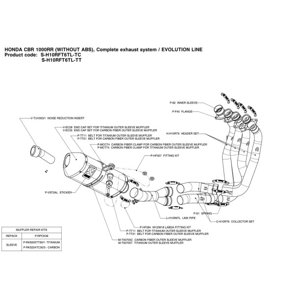 Escapes completos Evolution. No homologado  Akrapovic S-H10RFT6TL-TC