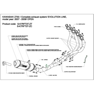 Escapes completos Evolution. No homologado  Akrapovic S-K7RFT3T-ZT