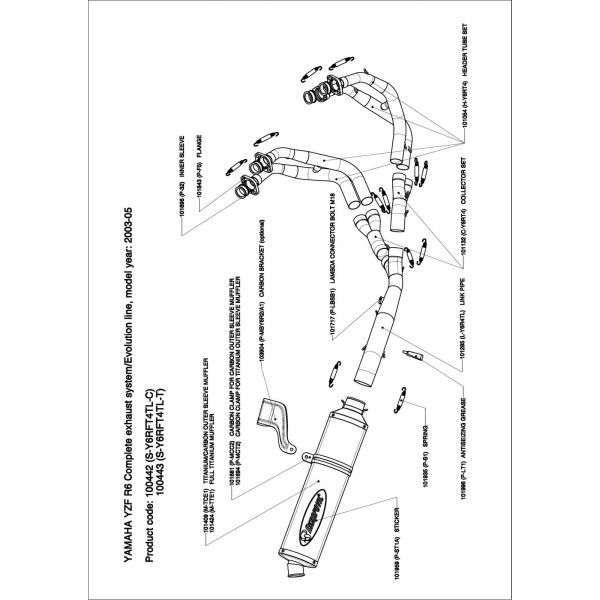 Escapes completos Evolution. No homologado  Akrapovic S-Y6RFT4TL-C