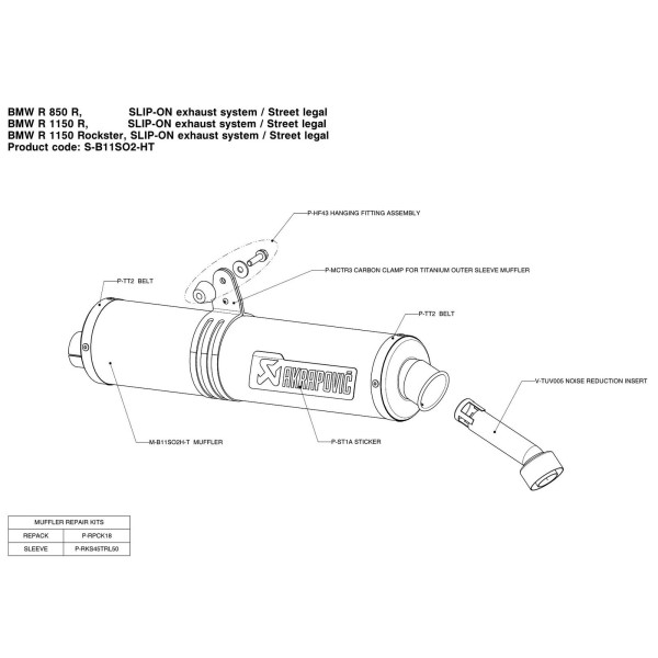 Silenciosos Slip-on. Homologado  Akrapovic S-B11SO2-HT