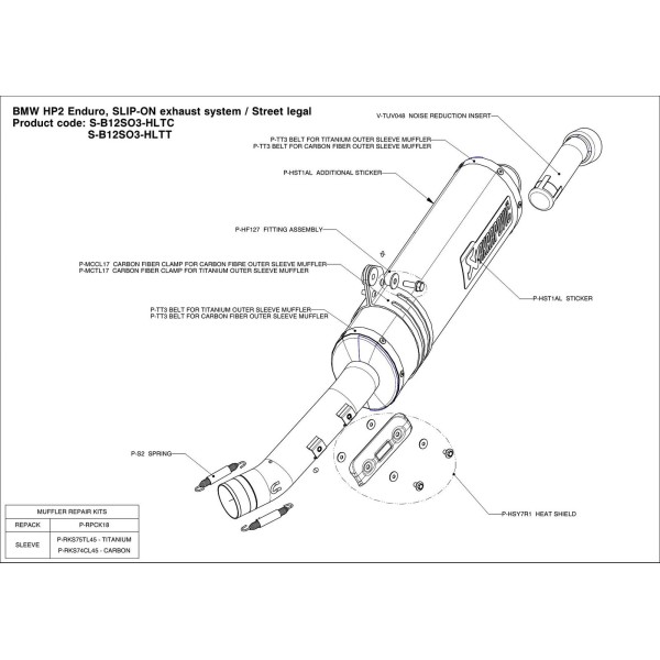 Silenciosos Slip-on. Homologado  Akrapovic S-B12SO3-HLTC