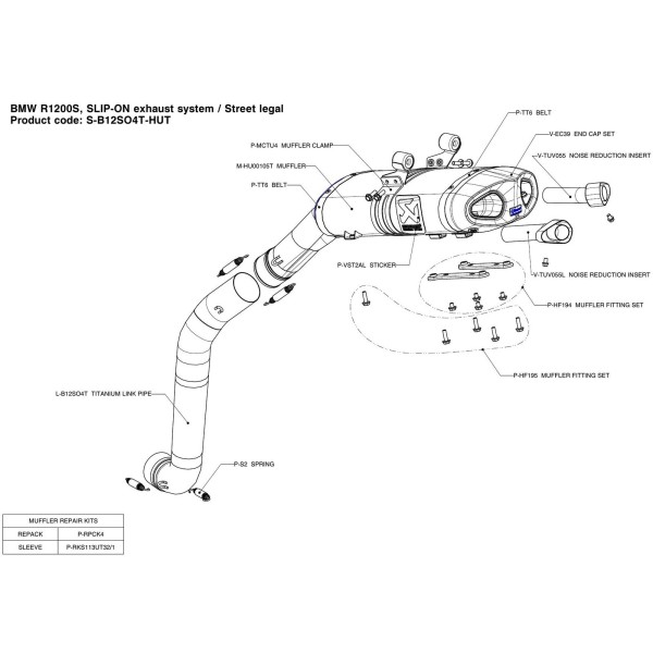 Silenciosos Slip-on. Homologado  Akrapovic S-B12SO4T-HUT