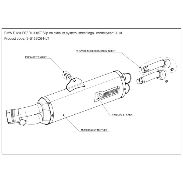 Silenciosos Slip-on. Homologado  Akrapovic S-B12SO6-HLT