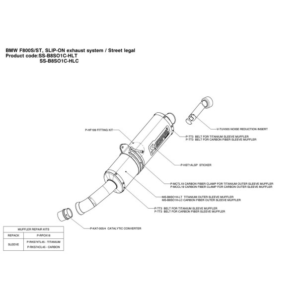 Silenciosos Slip-on. Homologado  Akrapovic SS-B8SO1C-HLC