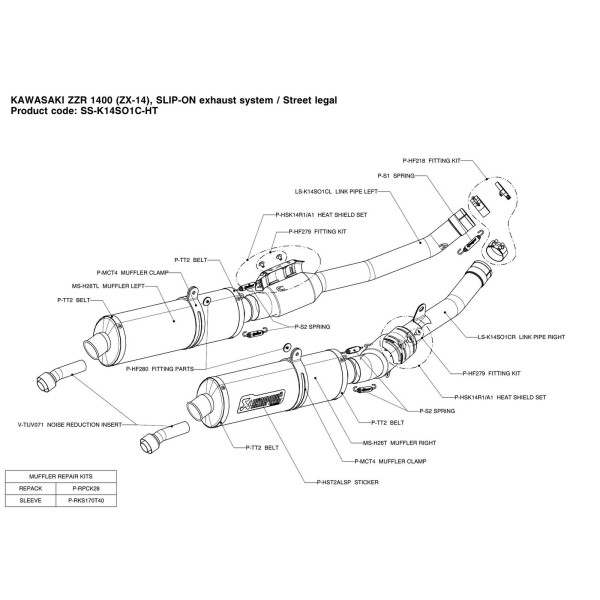 Silenciosos Slip-on. Homologado  Akrapovic SS-K14SO1C-HT