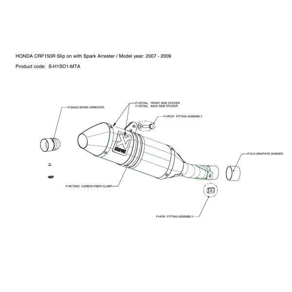 Silenciosos Slip-on. No homologado  Akrapovic S-H1SO1-MTA