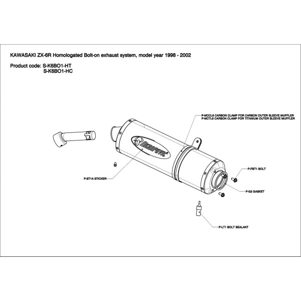 Silenciosos Slip-on. No homologado  Akrapovic S-K6BO1-HC