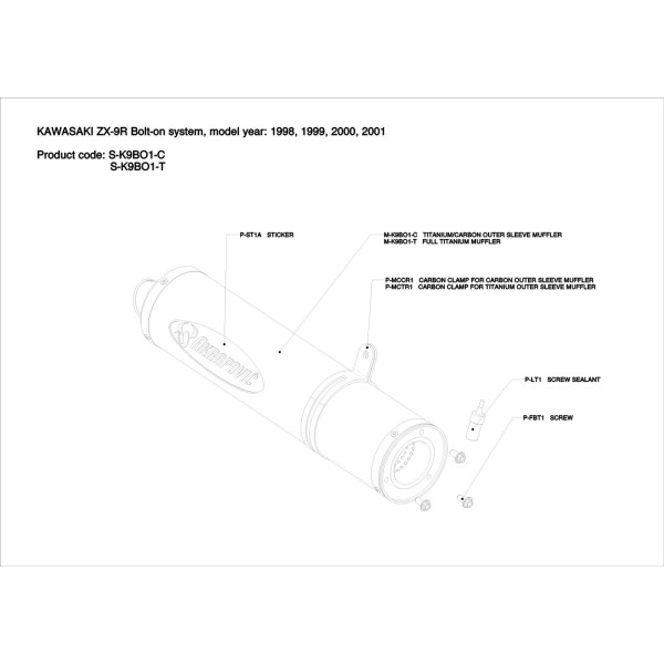 Silenciosos Slip-on. No homologado  Akrapovic S-K9BO1-C