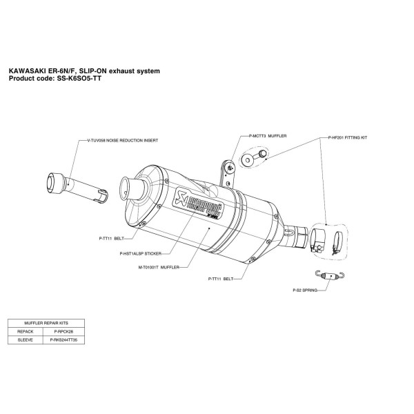 Silenciosos Slip-on. No homologado  Akrapovic SS-K6SO5-TT