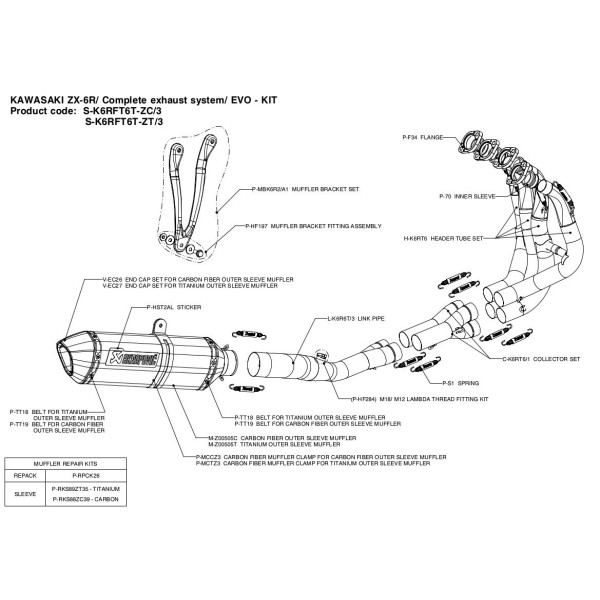 Escapes completos Evolution. No homologado  Akrapovic S-K6RFT6T-ZT-3