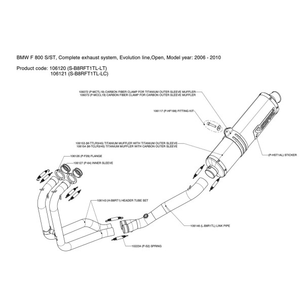 Escapes completos Evolution. No homologado  Akrapovic S-B8RFT1TL-LC