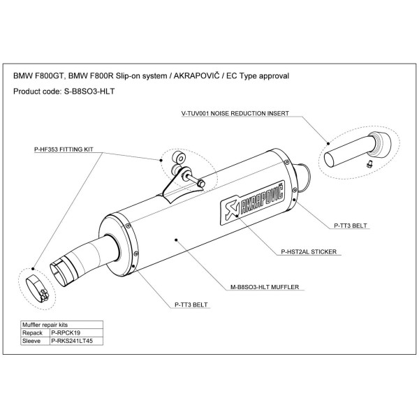 Escapes completos Evolution. Homologado  Akrapovic S-B8SO3-HLT