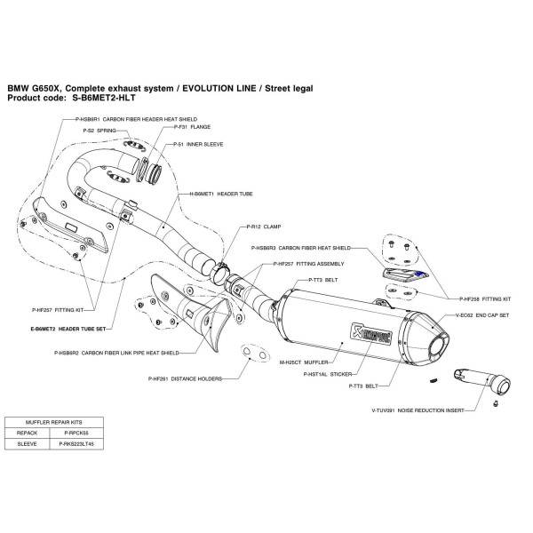 Escapes completos Evolution. Homologado  Akrapovic S-B6MET2-HLT