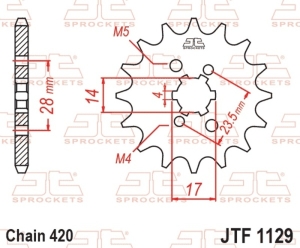 Piñón JT 1129 de acero con...
