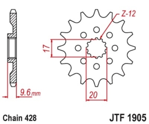Piñon JT 428 de acero con...