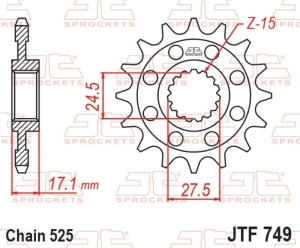 Piñon JT 749 de acero 16...