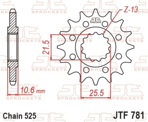 Piñon JT 781 de acero con...