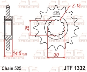 Piñón JT 1332 de acero con...