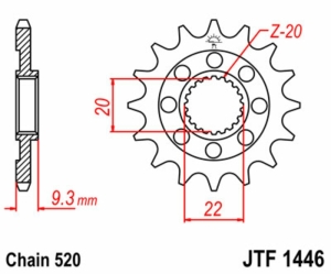 Piñón JT de acero KX250 F...