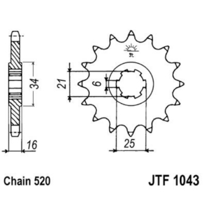 Piñon JT 1043 de acero con...