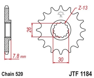 Piñón JT 1184 de acero con...