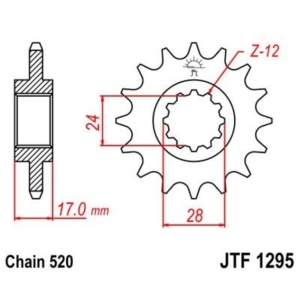 Piñón JT 1295 de acero con...