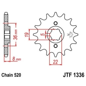 Piñon JT 1336 de acero con...