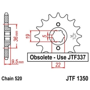Piñon JT 1350 de acero con...