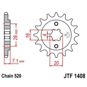Piñon JT 1408 de acero con...