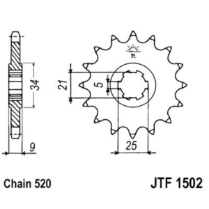 Piñon JT 1502 de acero con...