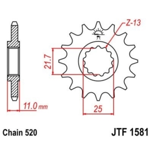 Piñón JT 1581 de acero con...