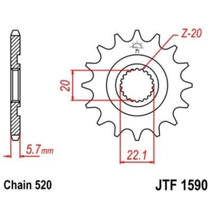 Piñón JT 1590 de acero con...