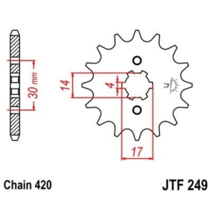 Piñon JT 249 de acero con...