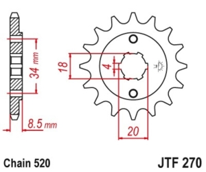 Piñón JT 270 de acero con...