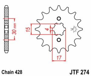 Piñon JT 274 de acero con...