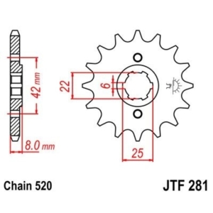Piñon JT 281 de acero con...