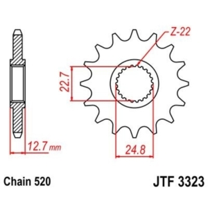 Piñon JT 3323 de acero con...