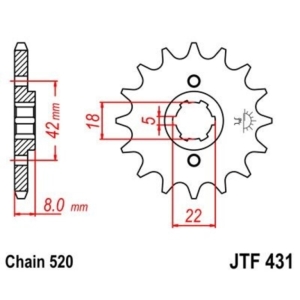 Piñon JT 431 de acero con...