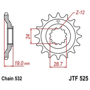 Piñon JT 525 de acero con...
