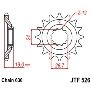 Piñon JT 526 de acero con...