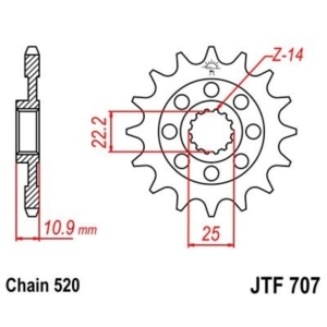Piñón JT 707 de acero con...