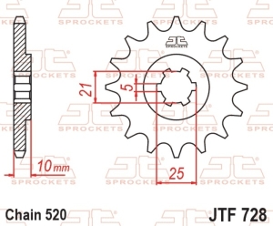 Piñon JT 728 de acero con...