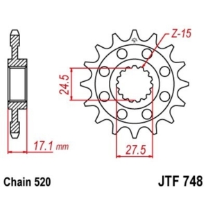 Piñón JT 748 de acero con...