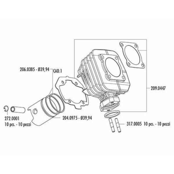 Kit cilindro POLINI - Ø40mm Peugeot 142.0159